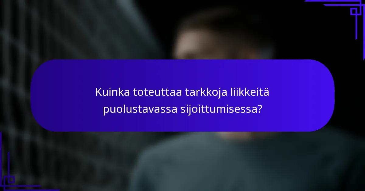 Kuinka toteuttaa tarkkoja liikkeitä puolustavassa sijoittumisessa?