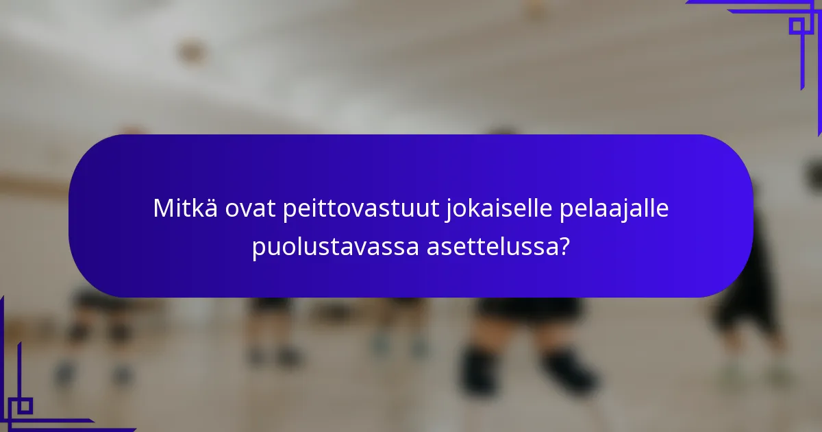 Mitkä ovat peittovastuut jokaiselle pelaajalle puolustavassa asettelussa?